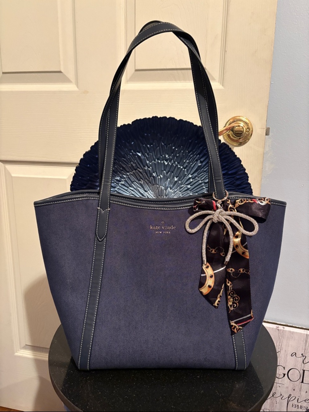 Kate Spade Large Navy Denim Tote